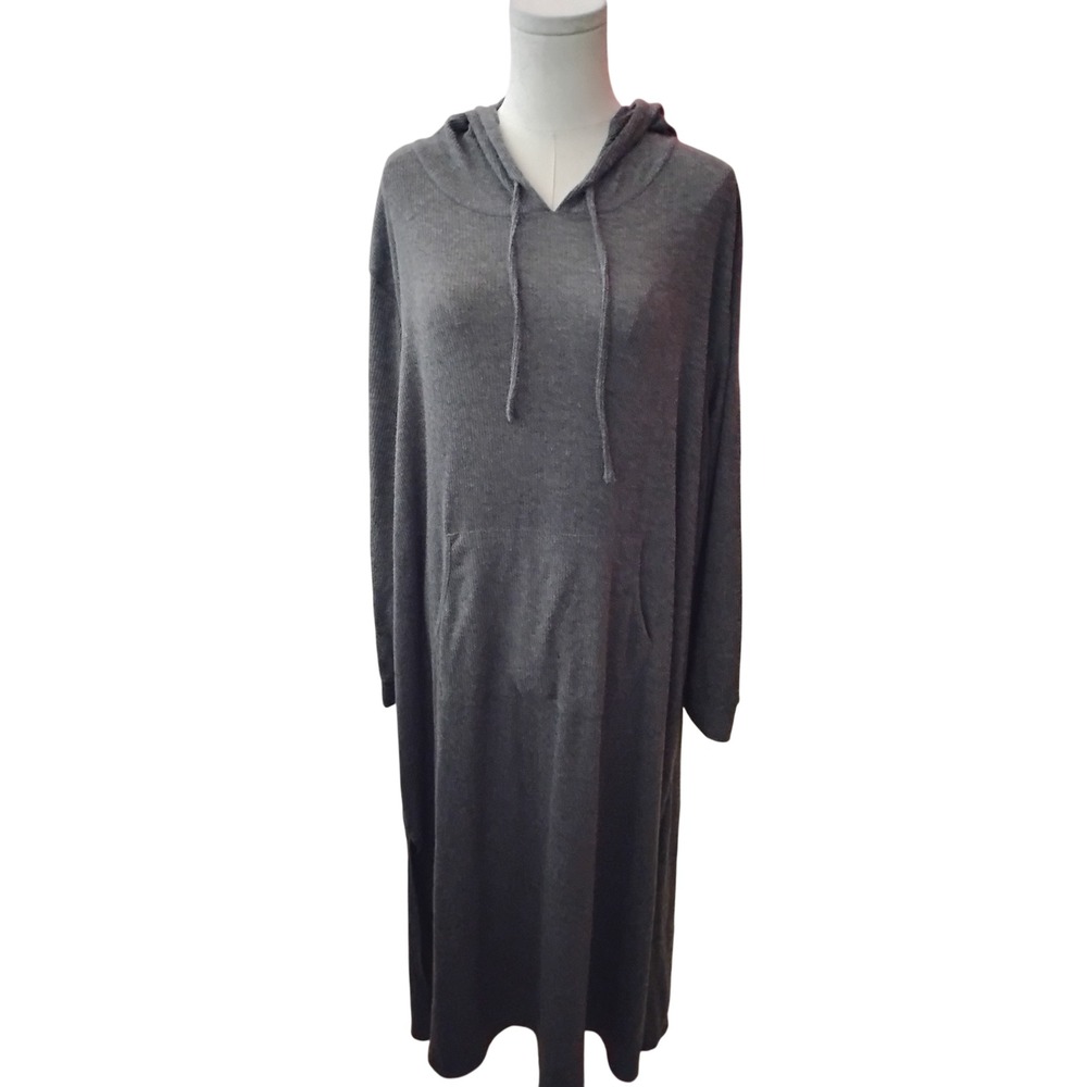 JoySpun Gray Hooded Plus Size Sleep Night Gown Size 3X